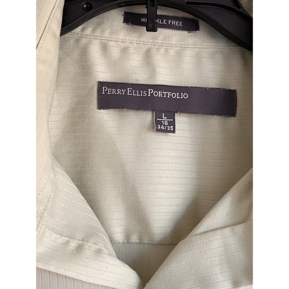 PERRY ELLIS Portfolio MENS WRINKLE FREE Textured Fabric DRESS SHIRT L 16 34/35 - Picture 6 of 10